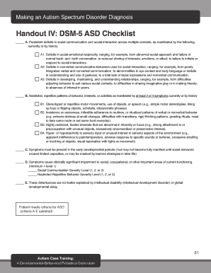 DSM-5 Autism Spectrum Disorder Checklist