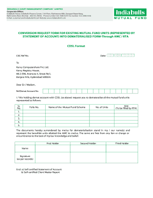 Conversion Request Form for Dematerialized Mutual Fund Units