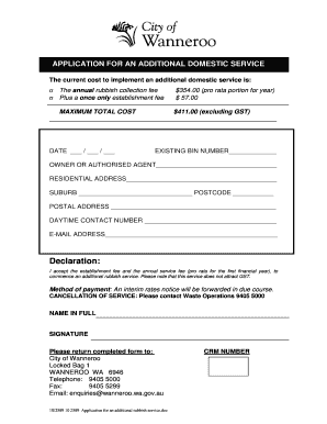 Application for Additional Rubbish Service