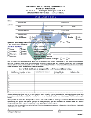 IUOE Local 132 Health and Welfare Fund Enrollment Form