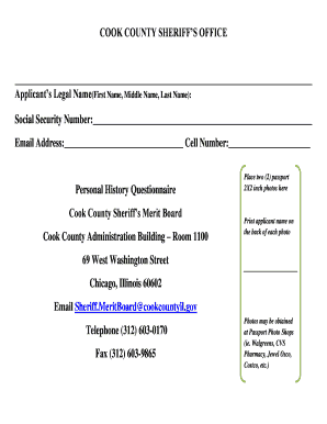 Cook County Sheriff's Office Application Form