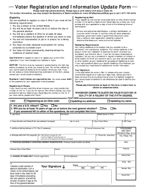 Ohio Voter Registration and Information Update Form