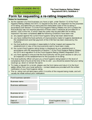Food Hygiene Re-rating Inspection Request Form