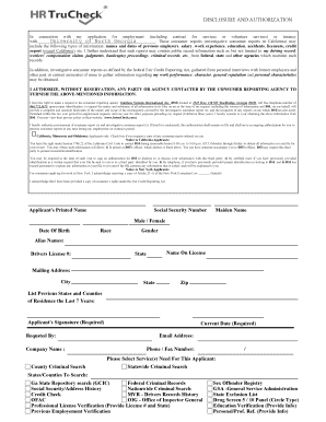 Employment Background Check Authorization Form