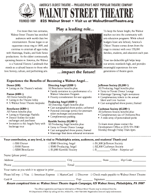 Walnut Street Theatre Donation Form