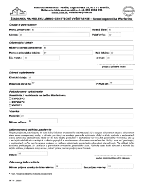 Warfarin Pharmacogenetic Testing Request