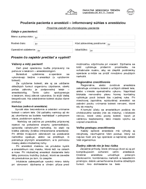 Patient Consent Form for Anesthesia