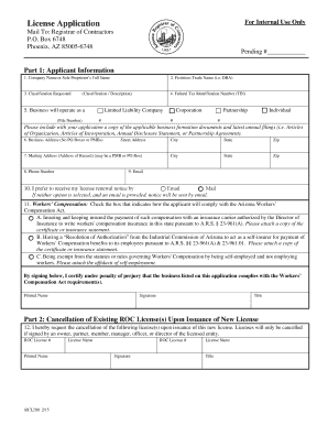 Arizona Contractor License Application