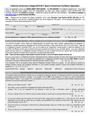 California Community Colleges Board of Governors Fee Waiver Application