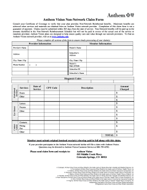 Anthem Vision Non-Network Claim Form