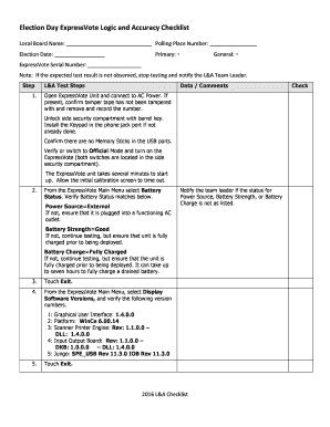 Election Day ExpressVote Logic and Accuracy Checklist