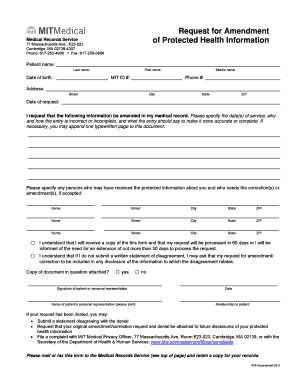 Request for Amendment of Medical Records