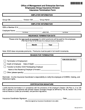 Employee Insurance Termination Form