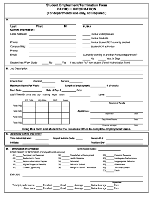 Student Employment/Termination Form