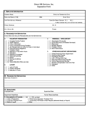 Employee Separation Form