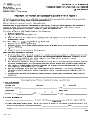 Authorization for Release of Dental Service Protected Health Information