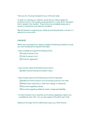 Child Enrolment Form for Outside School Hours Care