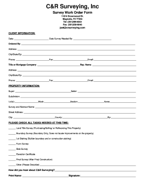 Survey Work Order Form