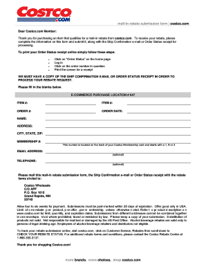 Costco Mail-In Rebate Submission Form