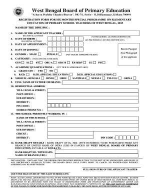 West Bengal Teacher Registration Form