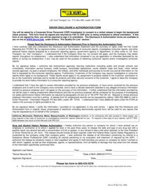Driver Disclosure & Authorization Form