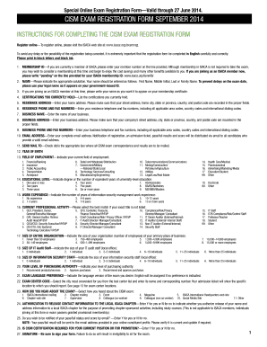 CISM Exam Registration Form