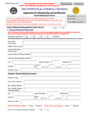 Application for Membership and Certification