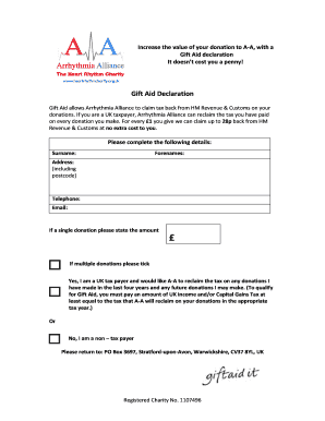 Gift Aid Declaration Form