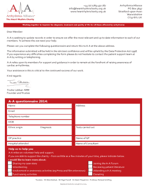 A-A Member Information Update Questionnaire