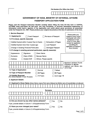 Indian Passport Application Form