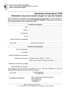 Demande d'exemption PCM