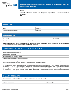 Formulaire de candidature pour l’attribution des exemptions des droits de scolarité supplémentaires
