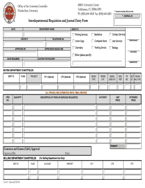 Interdepartmental Requisition and Journal Entry Form