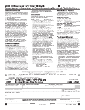 California Form FTB 3586 Payment Voucher
