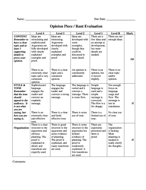Opinion Piece Evaluation Form