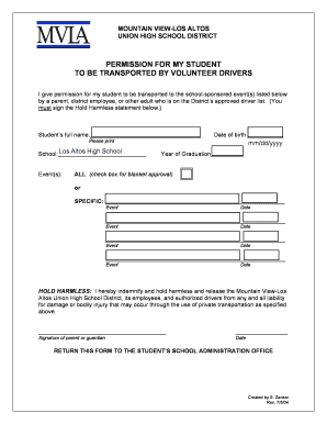 Permission for Student Transportation