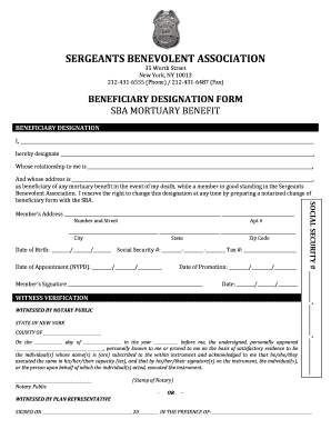 Sergeants Benevolent Association Beneficiary Designation Form