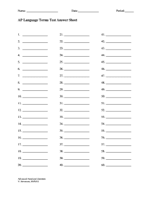 AP Language Terms Test Answer Sheet
