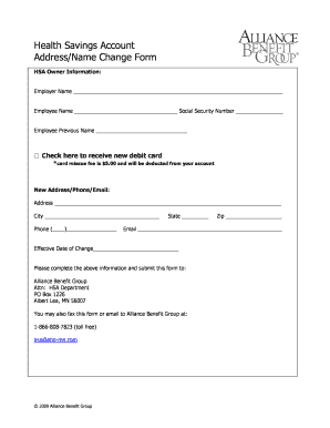 Health Savings Account Address Change Form