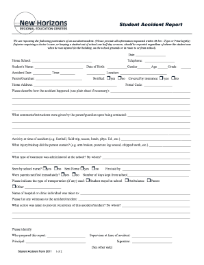 Student Accident Report Form