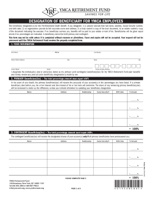 YMCA Employee Beneficiary Designation Form