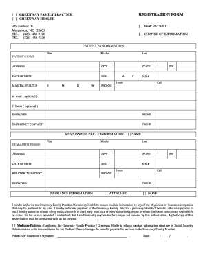 Greenway Family Practice Registration Form