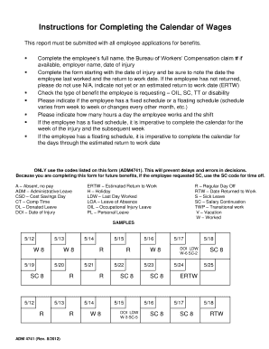 Calendar of Wages Form
