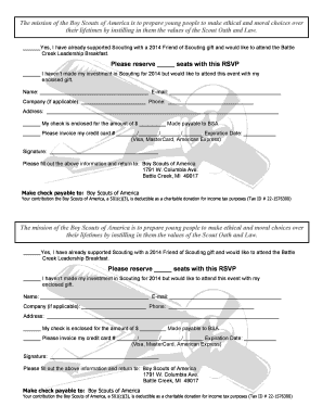Boy Scouts of America Event RSVP Form