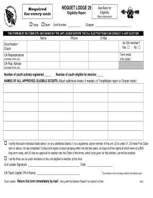 Order of the Arrow Eligibility Report