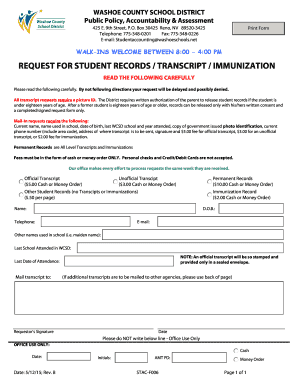 WCSD Student Records Request Form