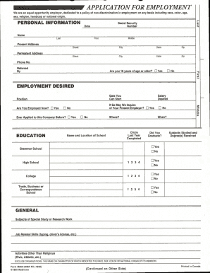 Employment Application Form