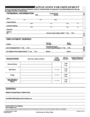 Employment Application Form