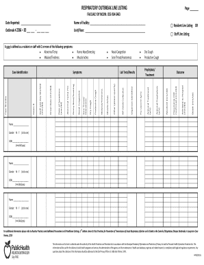 Respiratory Outbreak Line Listing Form