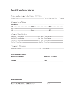 Change of Address and Emergency Contact Form